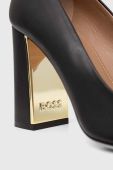 Шкіряні туфлі BOSS Vivian колір чорний каблук блок 50498807