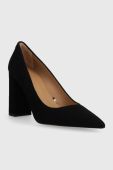 Замшеві туфлі BOSS Janet Chunky колір чорний каблук блок 50498828