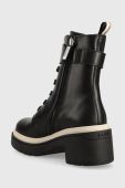 Шкіряні черевики BOSS Carol жіночі колір чорний каблук блок 50498803
