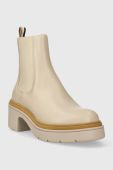 Шкіряні черевики BOSS Carol жіночі колір бежевий каблук блок 50498804