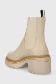 Шкіряні черевики BOSS Carol жіночі колір бежевий каблук блок 50498804