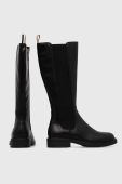 Шкіряні чоботи BOSS Vanity жіночі колір чорний на плоскому ходу 50498843