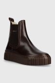 Шкіряні черевики Gant Snowmont жіночі колір коричневий на платформі злегка утеплена 27551372.G46 Шкіряні черевики Gant Snowmont жіночі колір коричневий на платформі злегка утеплена 27551372.G46