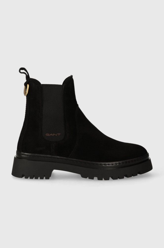 Замшеві черевики Gant Aligrey жіночі колір чорний на плоскому ходу 27553441.G00