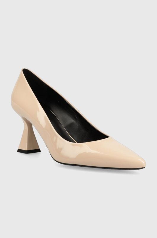 Шкіряні туфлі HUGO Rebecca Pump 70-P колір бежевий 50498084 фото 2