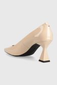 Шкіряні туфлі HUGO Rebecca Pump 70-P колір бежевий 50498084