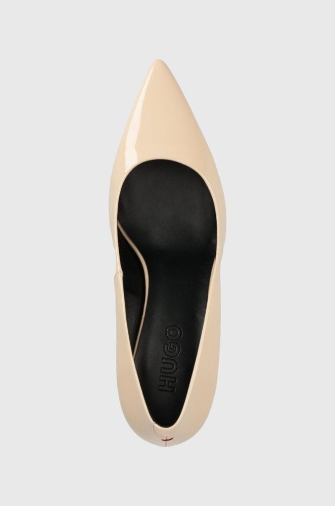 Шкіряні туфлі HUGO Rebecca Pump 70-P колір бежевий 50498084 фото 4