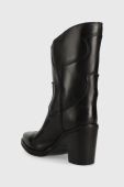 Шкіряні черевики HUGO Miley жіночі колір чорний каблук блок 50498091