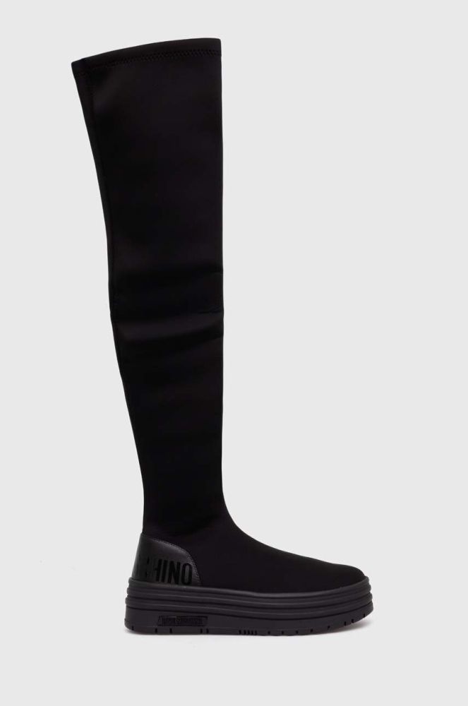 Чоботи Love Moschino жіночі колір чорний на платформі JA15456G1HIM000A