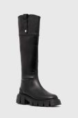 Шкіряні чоботи Love Moschino жіночі колір чорний на платформі JA26015G1HIA0000