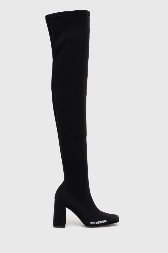Чоботи Love Moschino жіночі колір чорний каблук блок JA26069G1HIM0000