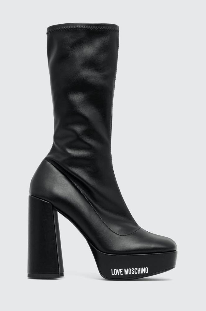 Черевики Love Moschino жіночі колір чорний каблук блок JA2607CG1HIEZ000