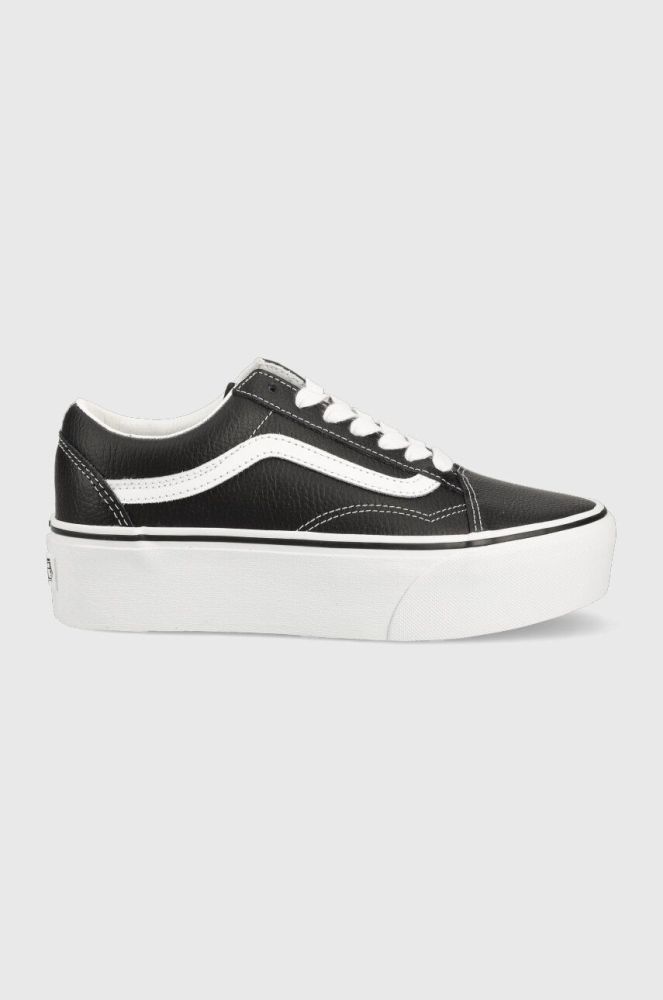 Шкіряні кеди Vans Old Skool Stackform жіночі колір чорний VN0A7Q5MBPB1