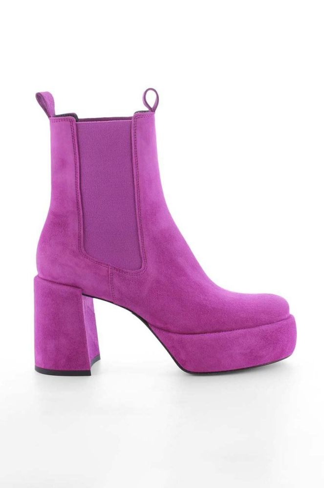 Замшеві черевики Kennel & Schmenger Clip жіночі колір рожевий каблук блок 21-60010.394