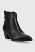 Шкіряні черевики Guess FL7BOY LEA10 жіночі колір чорний каблук блок BOYTA