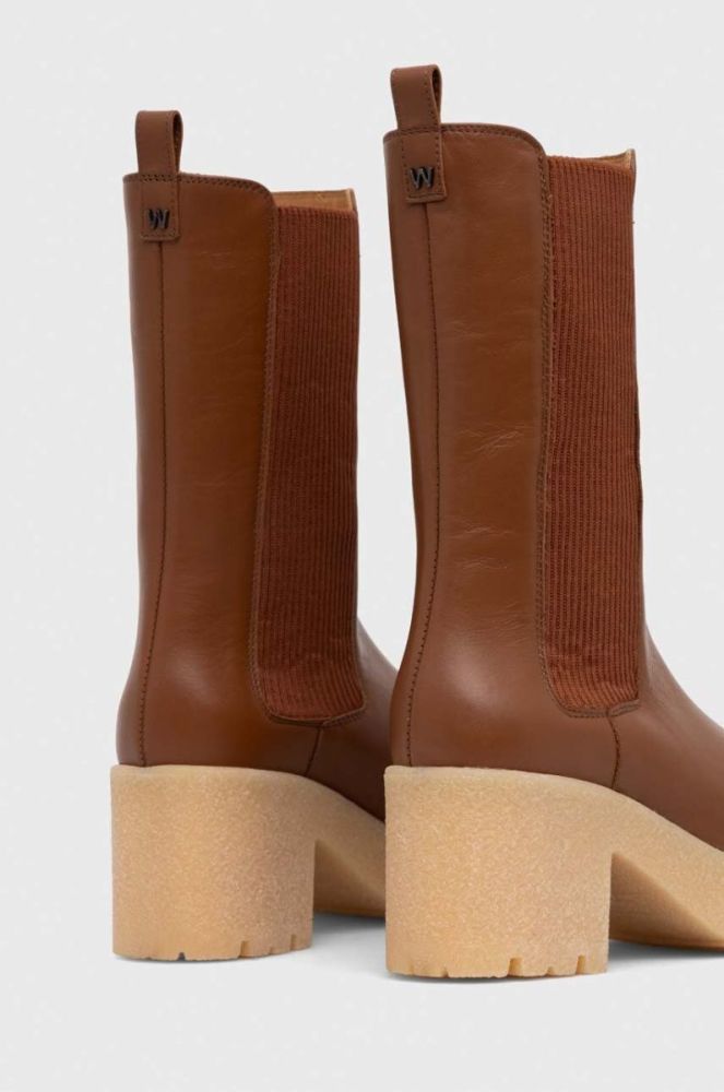 Шкіряні черевики Weekend Max Mara Guglia жіночі колір коричневий каблук блок 2357960734600 фото 3