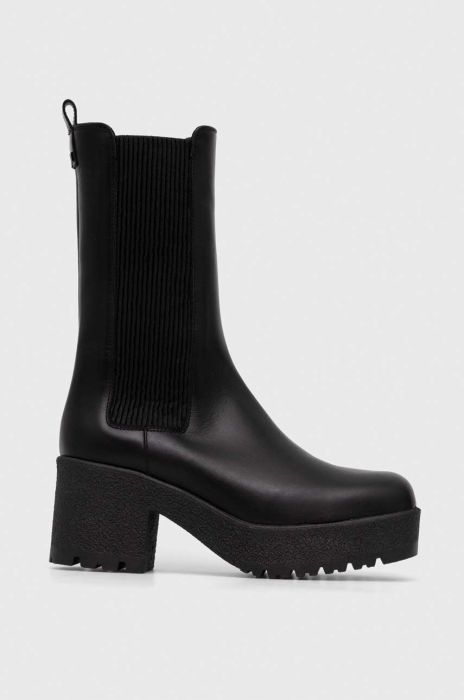 Шкіряні черевики Weekend Max Mara Guglia жіночі колір чорний каблук блок 2357960734600 Шкіряні черевики Weekend Max Mara Guglia жіночі колір чорний каблук блок 2357960734600