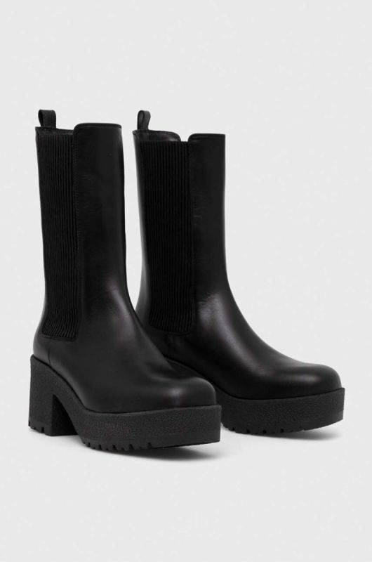 Шкіряні черевики Weekend Max Mara Guglia жіночі колір чорний каблук блок 2357960734600 фото 2