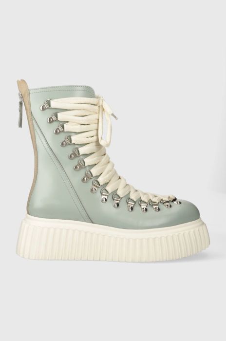 Шкіряні черевики AGL DROMO жіночі колір зелений на платформі D751501PGKI022G114 Шкіряні черевики AGL DROMO жіночі колір зелений на платформі D751501PGKI022G114