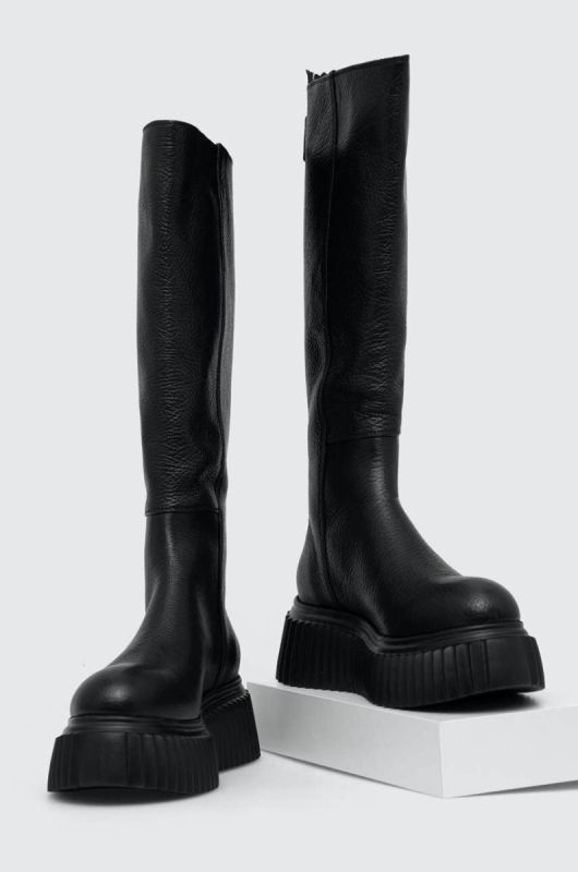 AGL шкіряні чоботи MILAGROS BOOT жіночі колір чорний на платформі D751560PGKI0121013 фото 2