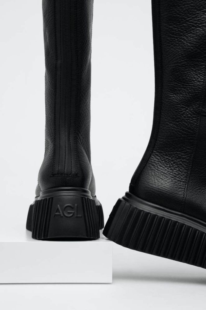 AGL шкіряні чоботи MILAGROS BOOT жіночі колір чорний на платформі D751560PGKI0121013 фото 3