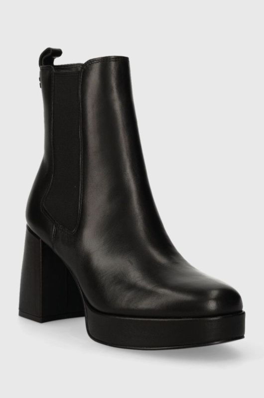 Шкіряні черевики Guess WILEY жіночі колір чорний каблук блок FL7WLY LEA10 фото 2