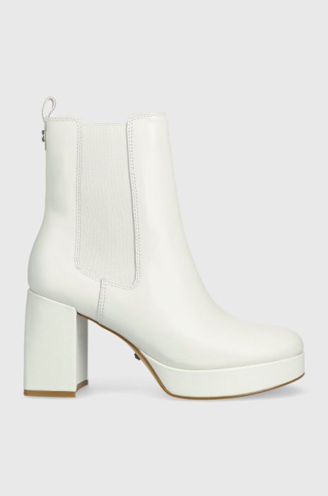 Шкіряні черевики Guess WILEY жіночі колір білий каблук блок FL7WLY LEA10 Шкіряні черевики Guess WILEY жіночі колір білий каблук блок FL7WLY LEA10