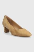 Замшеві туфлі Lauren Ralph Lauren Whitney колір бежевий каблук блок 802908307004