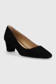 Замшеві туфлі Lauren Ralph Lauren Whitney колір чорний каблук блок 802908307001
