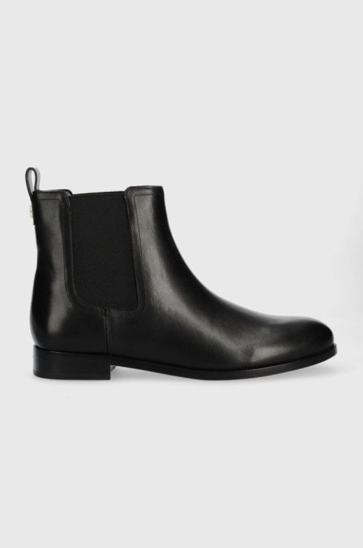 Шкіряні черевики Lauren Ralph Lauren Brylee жіночі колір чорний на плоскому ходу 802908354001