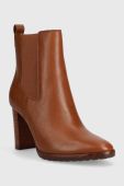 Шкіряні черевики Lauren Ralph Lauren Mylah жіночі колір коричневий каблук блок 802912285002 Шкіряні черевики Lauren Ralph Lauren Mylah жіночі колір коричневий каблук блок 802912285002