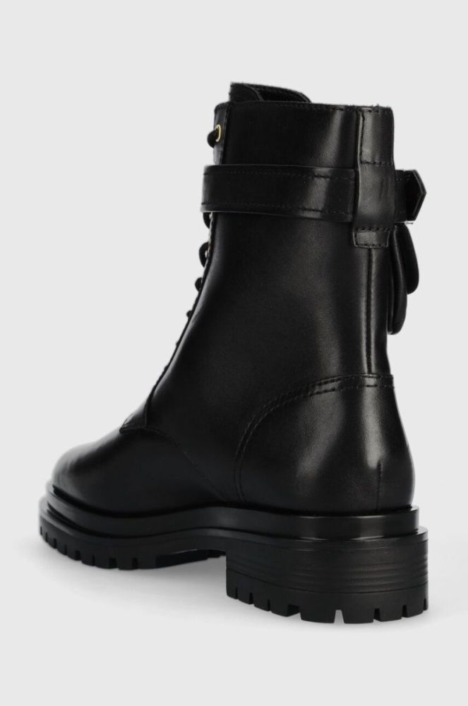 Шкіряні черевики Lauren Ralph Lauren Cammie жіночі колір чорний на плоскому ходу 802916475001 фото 3