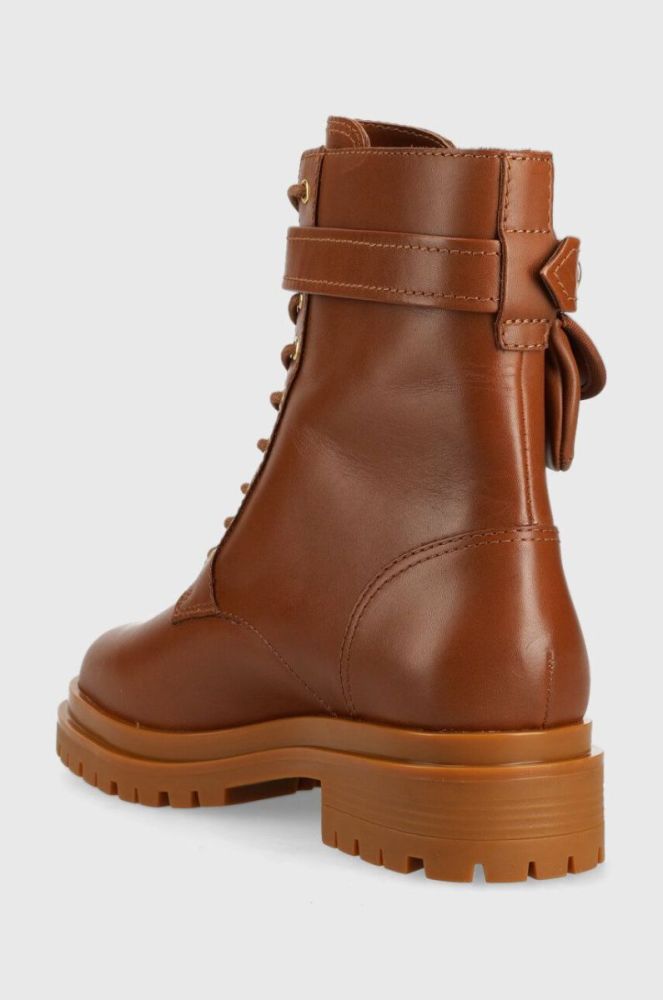 Шкіряні черевики Lauren Ralph Lauren Cammie жіночі колір коричневий на плоскому ходу 802916475002 фото 3