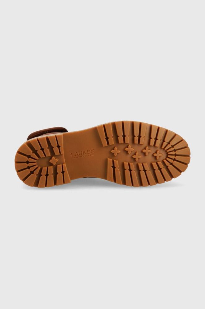 Шкіряні черевики Lauren Ralph Lauren Cammie жіночі колір коричневий на плоскому ходу 802916475002 фото 5