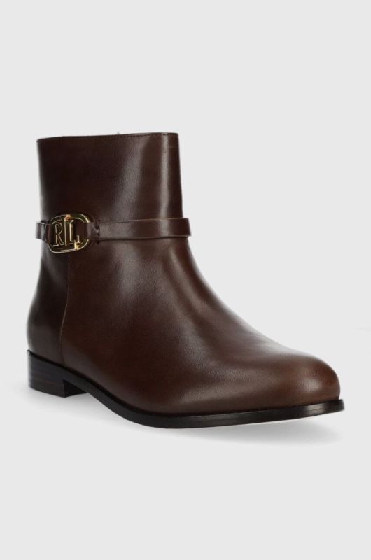 Шкіряні черевики Lauren Ralph Lauren Briela жіночі колір коричневий на плоскому ходу 802912273003 фото 2