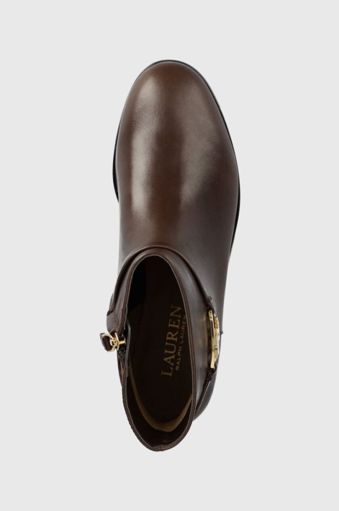 Шкіряні черевики Lauren Ralph Lauren Briela жіночі колір коричневий на плоскому ходу 802912273003 фото 4