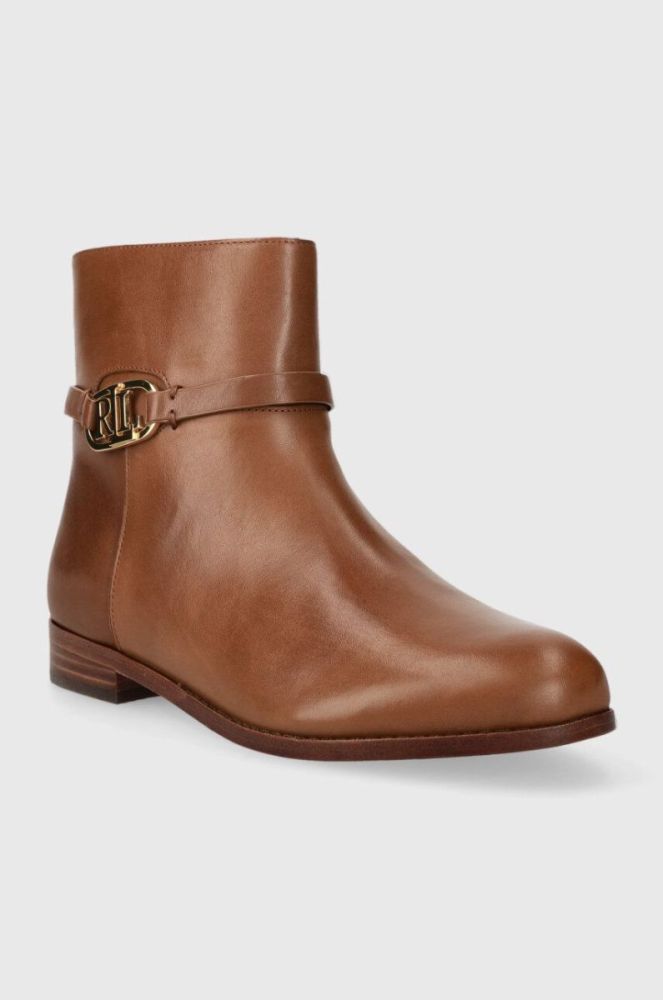 Шкіряні черевики Lauren Ralph Lauren Briela жіночі колір коричневий на плоскому ходу 802912273002 фото 2