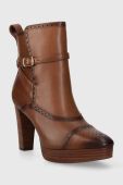 Шкіряні черевики Lauren Ralph Lauren Mckinsey жіночі колір коричневий каблук блок 802908331002