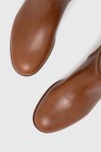 Шкіряні чоботи Lauren Ralph Lauren Bridgette жіночі колір коричневий на плоскому ходу 802908350001
