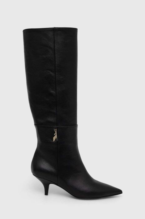 Шкіряні чоботи Patrizia Pepe жіночі колір чорний на шпильці 8Y0036 L048 K103