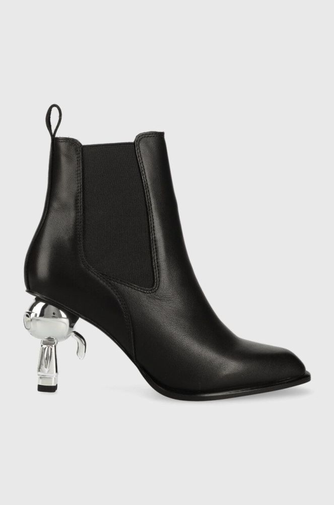 Шкіряні черевики Karl Lagerfeld IKON HEEL жіночі колір чорний каблук блок KL39060