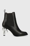 Шкіряні черевики Karl Lagerfeld IKON HEEL жіночі колір чорний каблук блок KL39060 Шкіряні черевики Karl Lagerfeld IKON HEEL жіночі колір чорний каблук блок KL39060