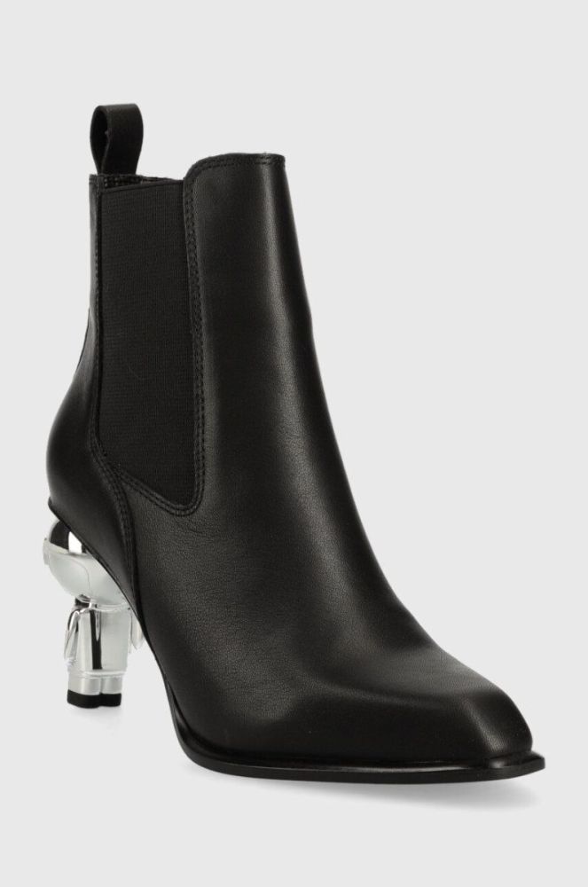 Шкіряні черевики Karl Lagerfeld IKON HEEL жіночі колір чорний каблук блок KL39060 фото 2