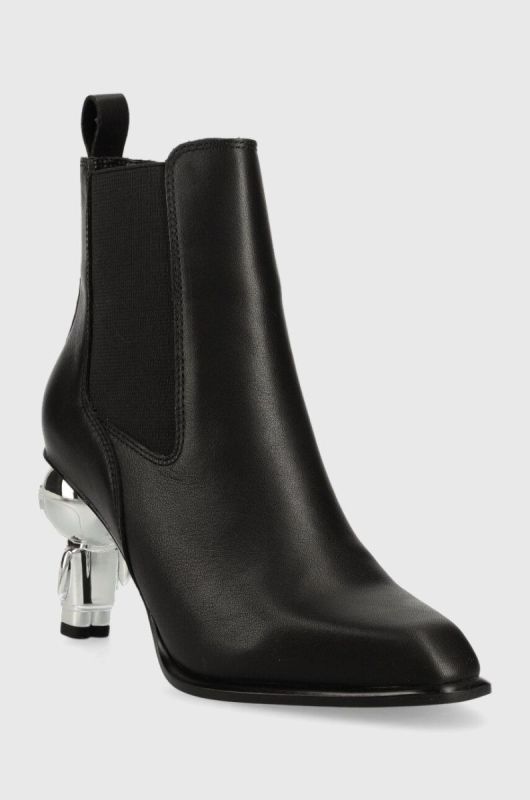 Шкіряні черевики Karl Lagerfeld IKON HEEL жіночі колір чорний каблук блок KL39060 фото 2