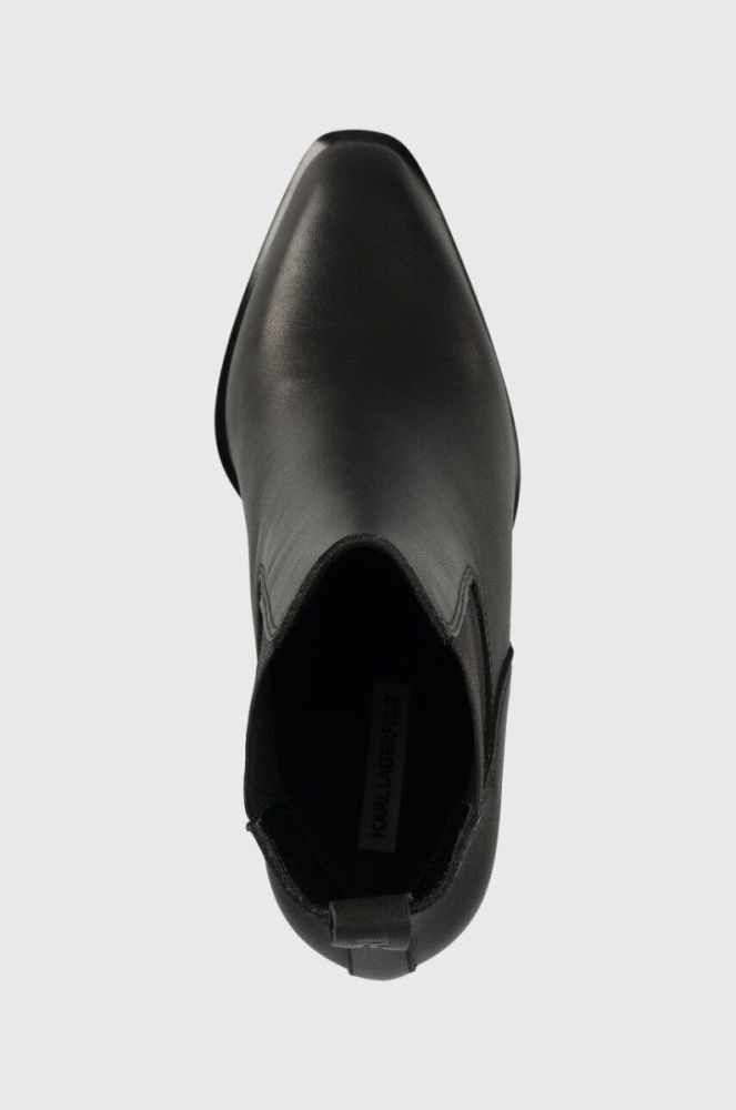 Шкіряні черевики Karl Lagerfeld IKON HEEL жіночі колір чорний каблук блок KL39060 фото 4