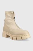 Шкіряні черевики Karl Lagerfeld ARIA жіночі колір бежевий на плоскому ходу KL43260
