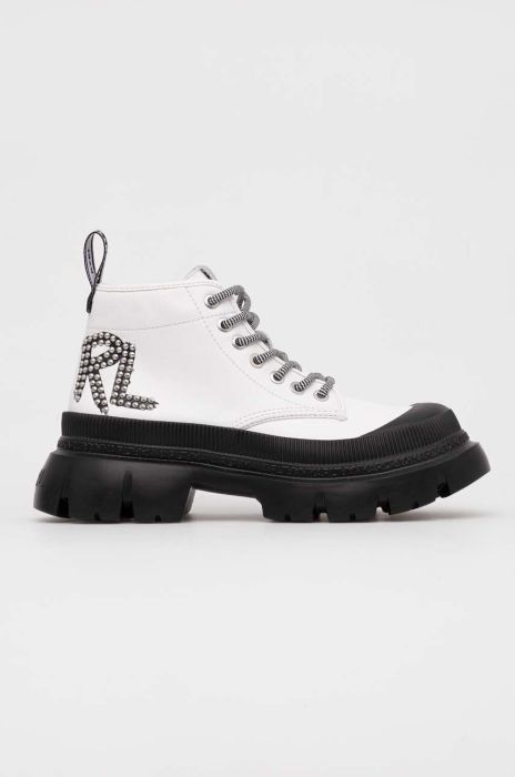 Шкіряні черевики Karl Lagerfeld TREKKA MAX жіночі колір білий на платформі KL43540 Шкіряні черевики Karl Lagerfeld TREKKA MAX жіночі колір білий на платформі KL43540
