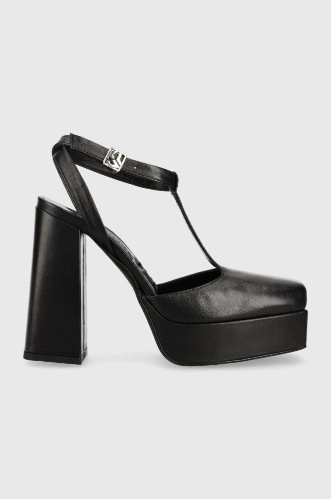 Шкіряні туфлі Karl Lagerfeld Jeans SOIREE PLATFORM KLJ колір чорний каблук блок відкрита п'ята KLJ93111