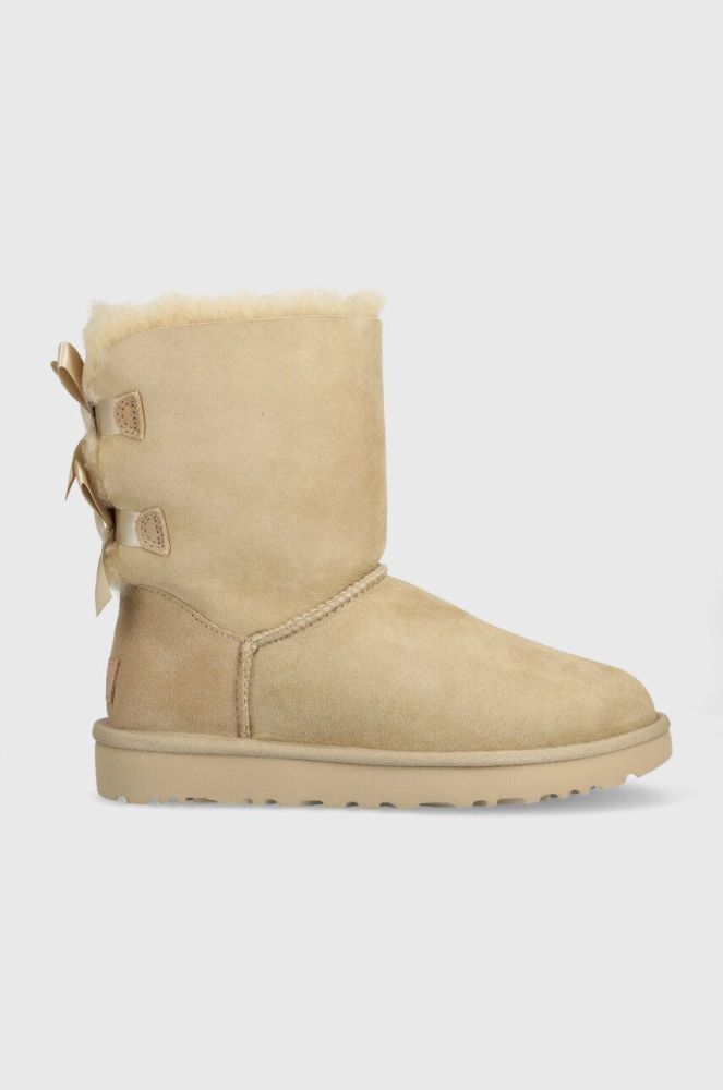 Замшеві чоботи UGG Bailey Bow II колір бежевий 1016225