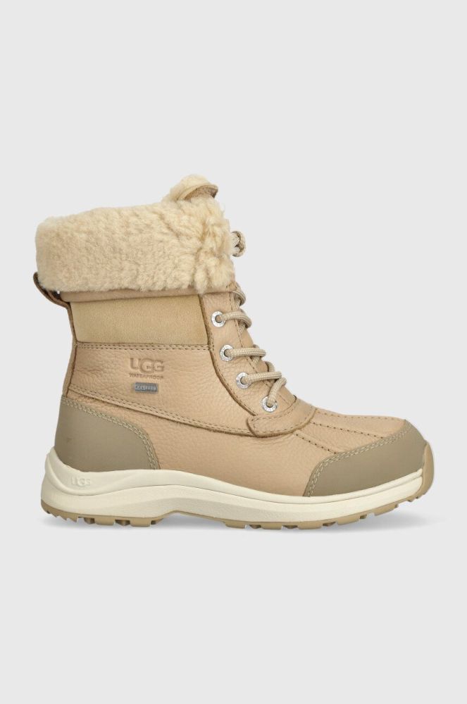 Шкіряні черевики UGG Adirondack Boot III жіночі колір бежевий на плоскому ходу утеплене 1095141